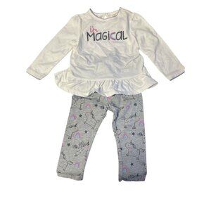 Baby Girls "I'm Magical" Unicorn Outfit Set LS Top & Leggings - 18-24 Mos